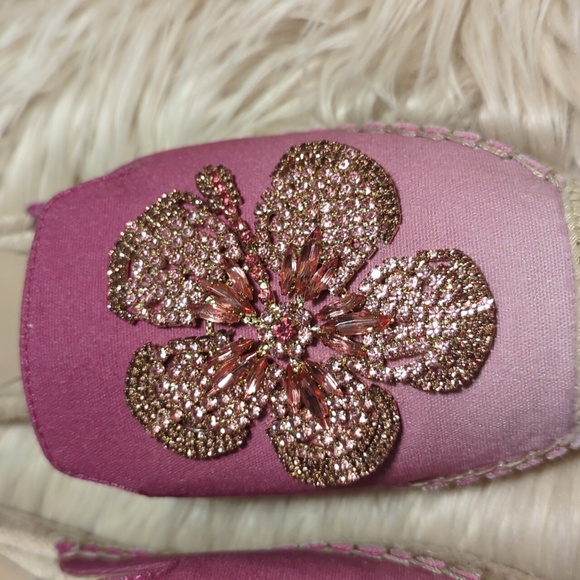 Jeweled Floral sunset Ombre Espadrille Slides mules size 5.5 M - Picture 3 of 10